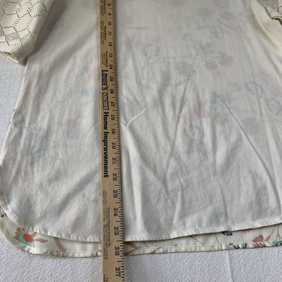 Van Heusen Top Blouse Women Medium Floral Casual Grannycore Embroidered Normcore - Picture 6 of 9